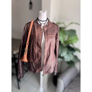 Maurices Size L Faux Leather Moto Jacket